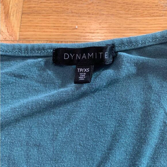 Dynamite Green Cold Shoulder Long Sleeve Top Size XS - Picture 5 of 7